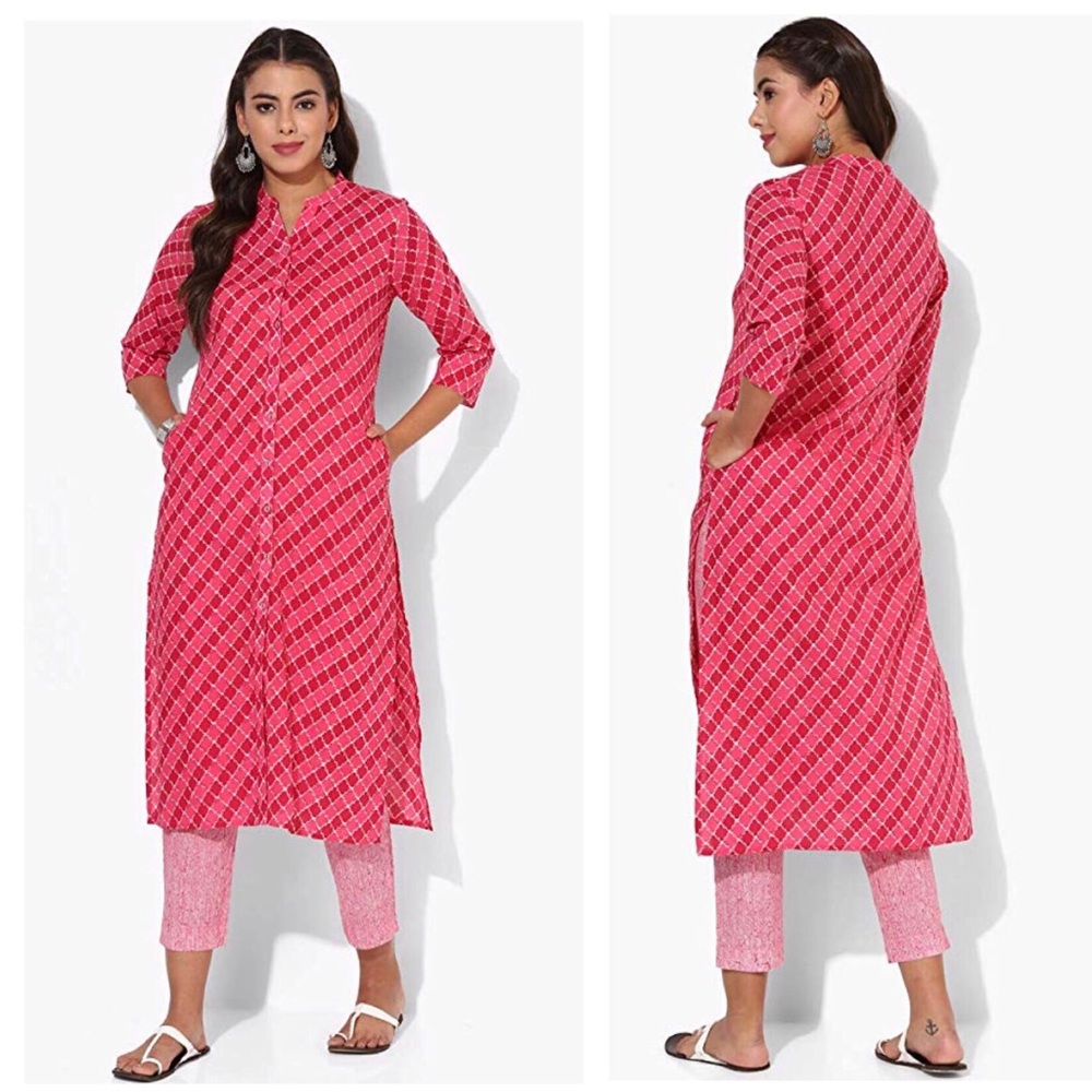 Pink Kurta Set Tunic Dress With Casual Pant